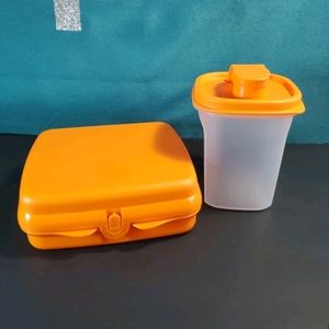 Tupperware Sandwich Keeper & Mini Slim Line Pitcher Flip Top Orange